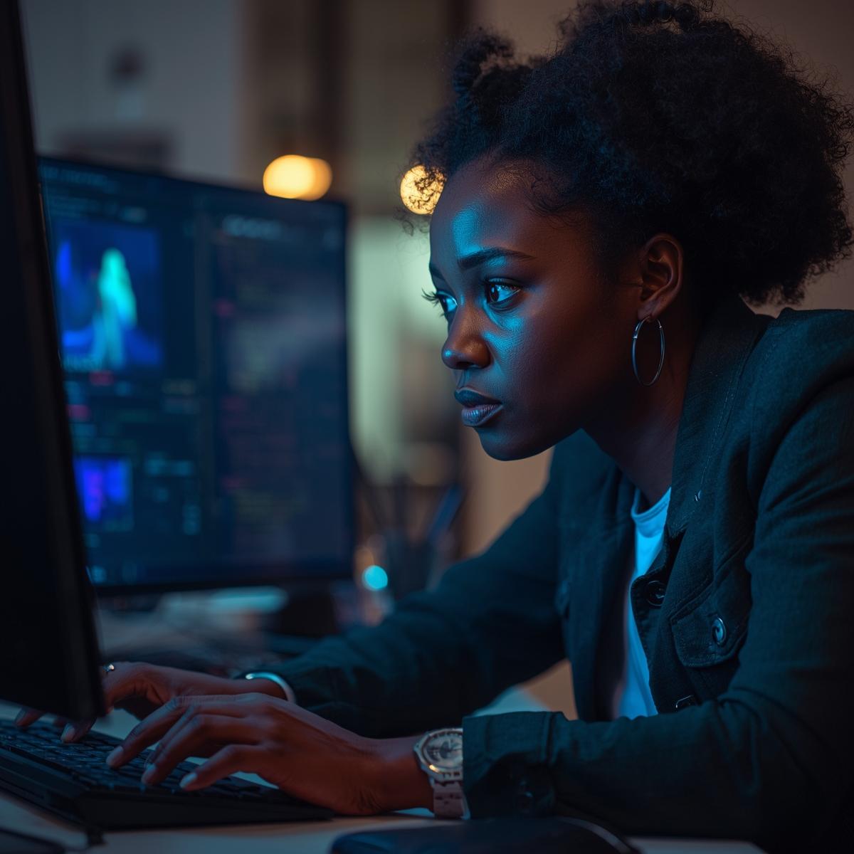 Design African Lady Coding On System